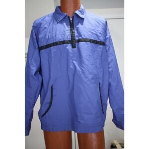 Nike Vintage Pullover Windbreaker Jacket Blue Black Stripe Half Zip Men’s Large